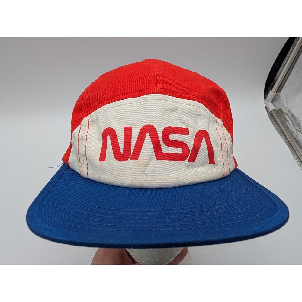 Neon Riot NASA Hat Mens Red White Blue Colorblock 5-Panel Adjustable Strapback